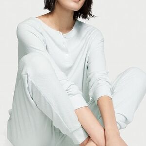 Victoria's Secret Light Blue Mint Glow Waffle
Joggers & Henley Top Lounge Set